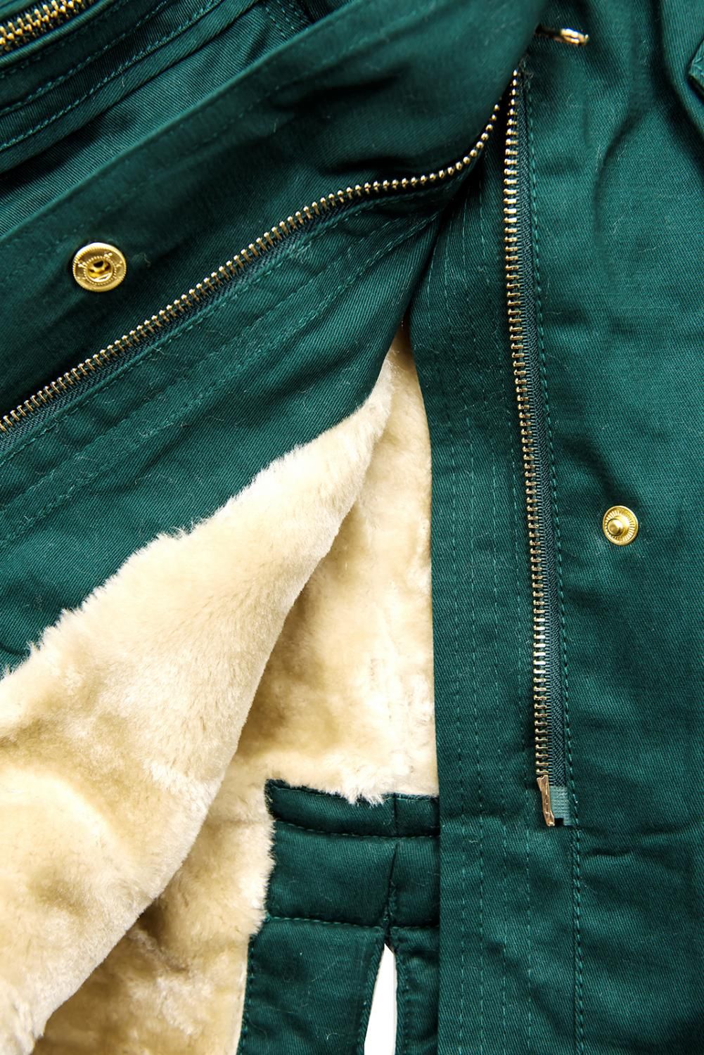 Zelená teplá jesenná parka