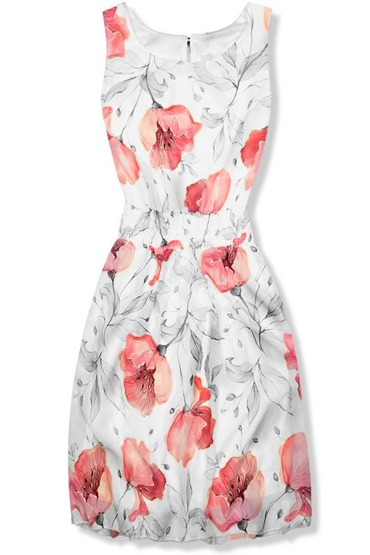 Biele elegantné šaty s kvetinovým vzorom