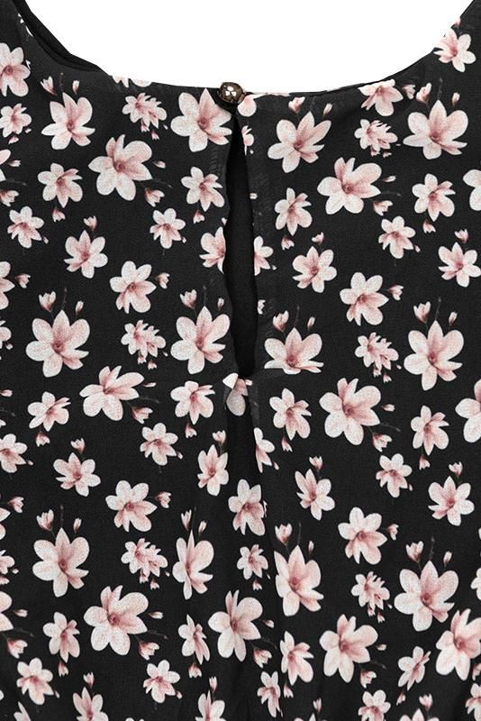 Ľahké letné šaty s kvetinovou potlačou čierne