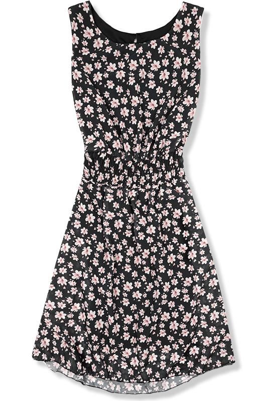 Ľahké letné šaty s kvetinovou potlačou čierne