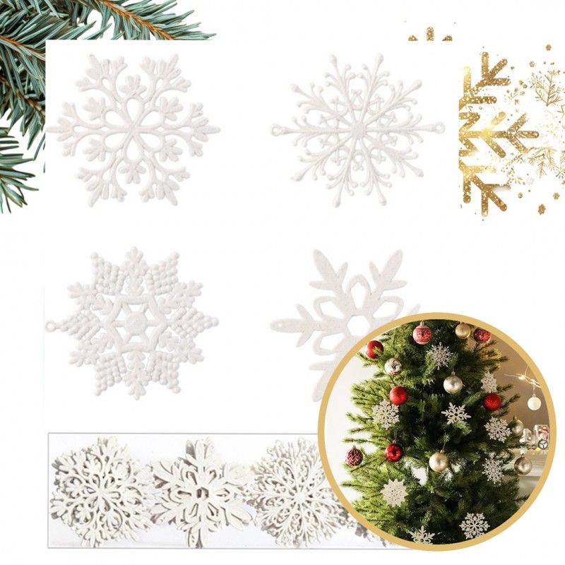 Ozdoby na stromček - biele hviezdy, 10 cm, 40 kusov