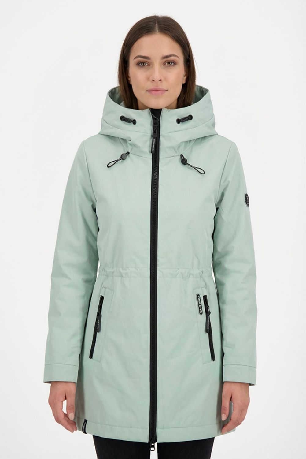 Mätovozelená jarná parka s vysokým golierom