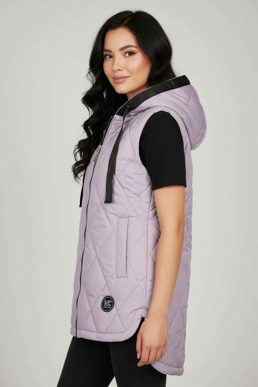 Fialová vesta s kapucňou