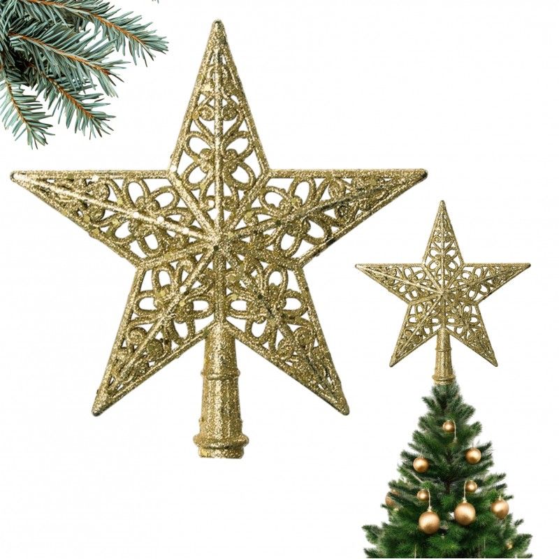 Hviezda na stromček zlatá 20 x 23 cm