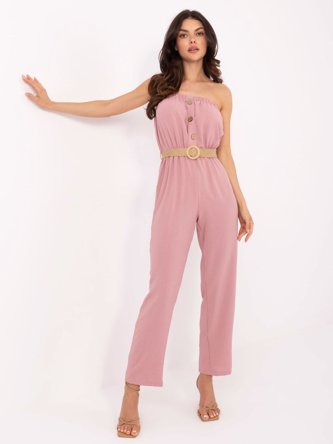 Ružový overal s opaskom