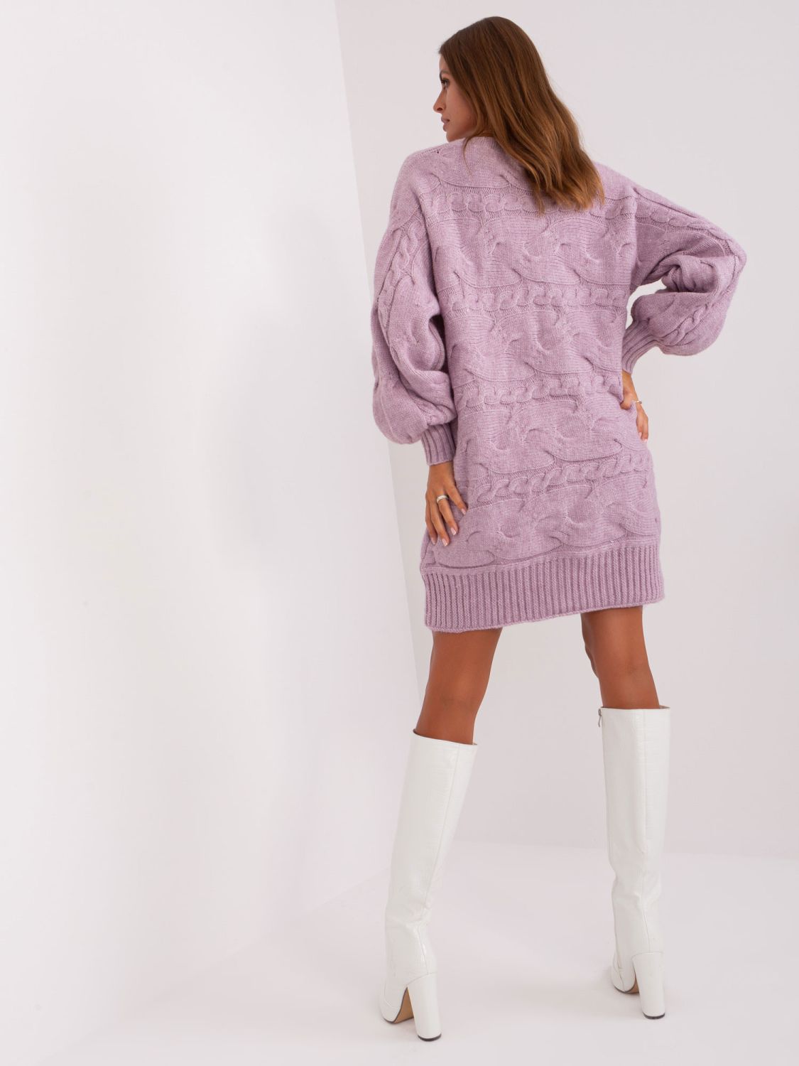 Svetlofialové oversize pletené šaty/pulóver