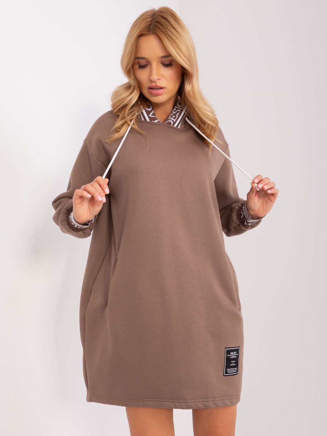 Hnedé mikinové oversize šaty