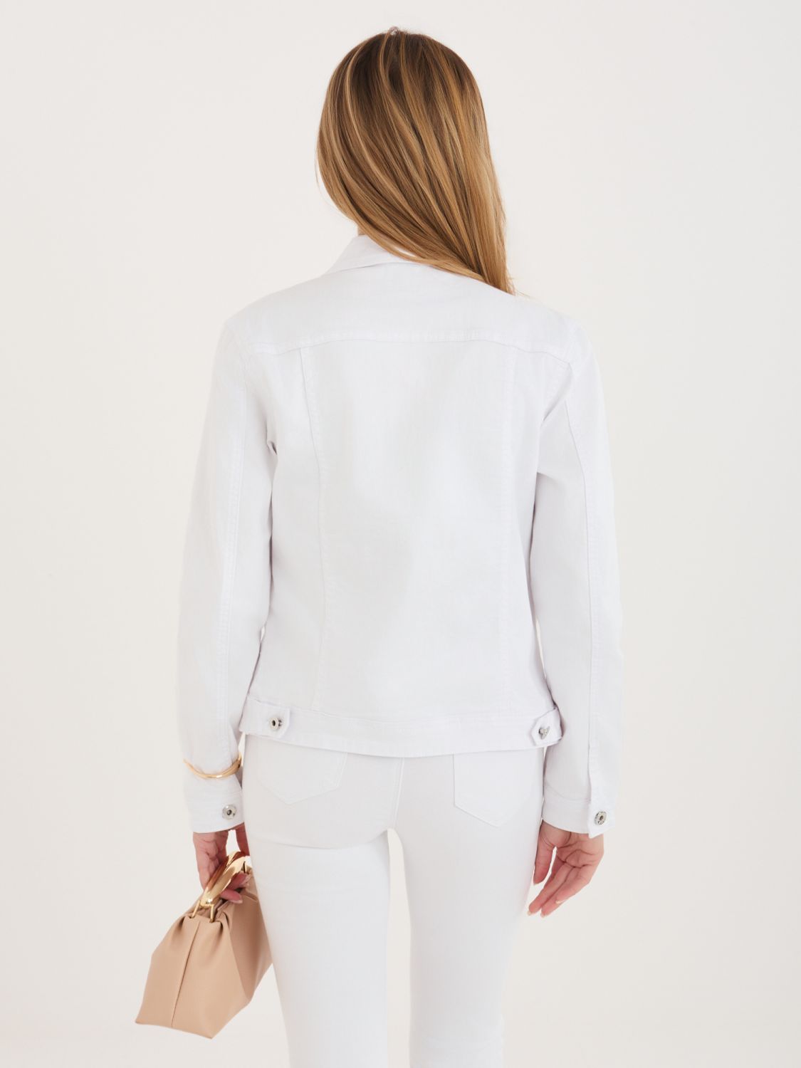 Biela džínsová bunda s golierom