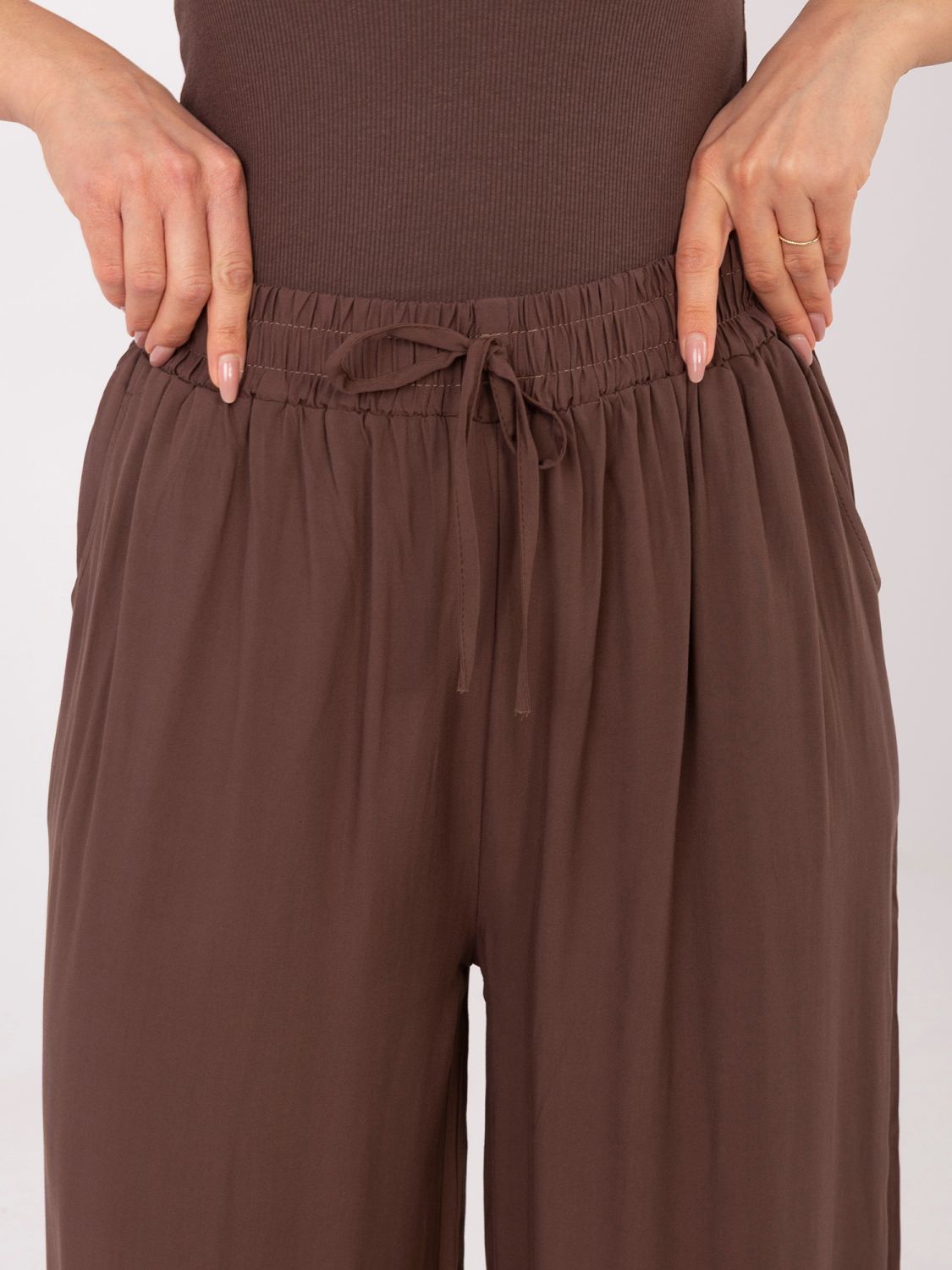 Hnedé palazzo nohavice z viskózy