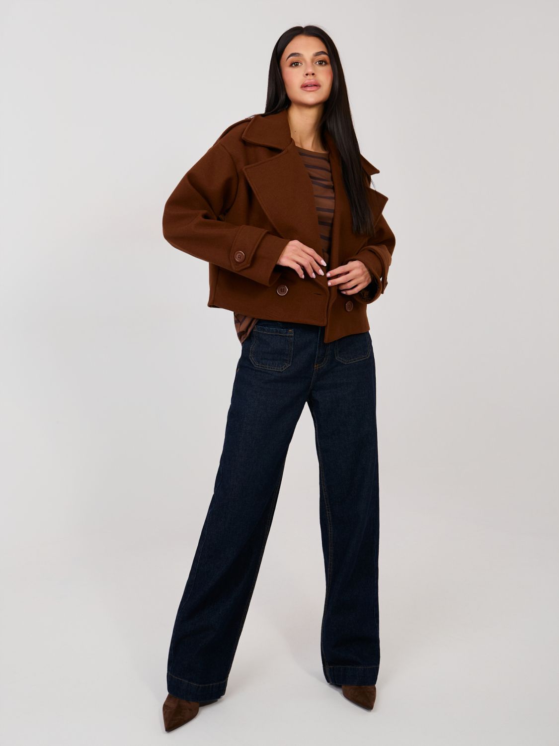 Hnedé pruhované bavlnené tričko s krátkym rukávom