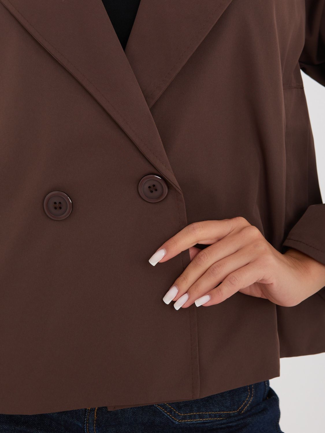 Krátky prechodný kabát s podšívkou, tmavohnedý