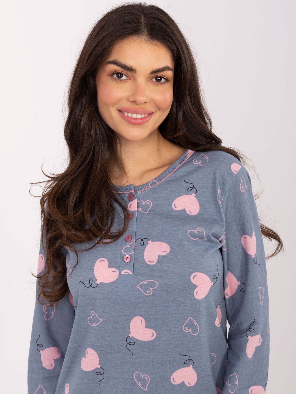 Dámska nočná košeľa s dlhým rukávom, tmavomodrá