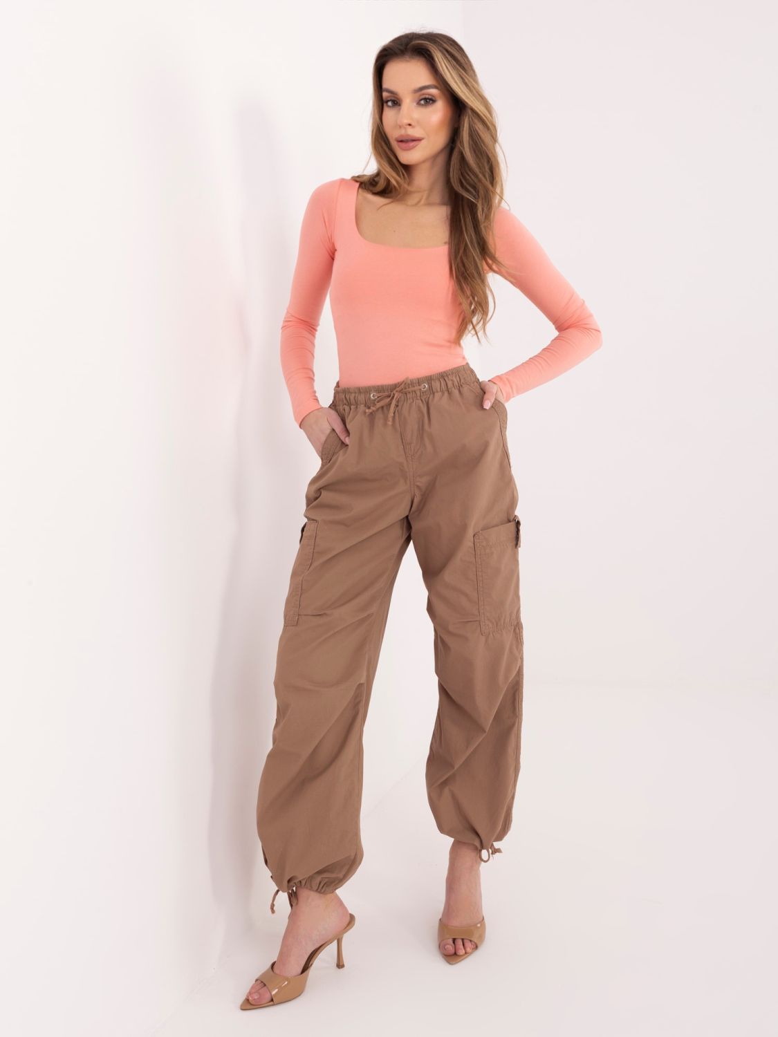 Oranžová bavlnená blúzka so štvorcovým výstrihom