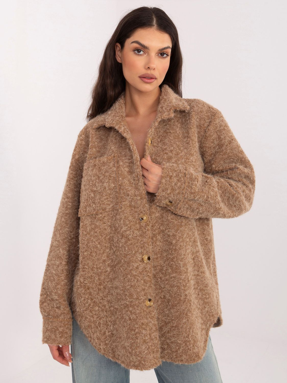 Štýlová camel bunda s golierom