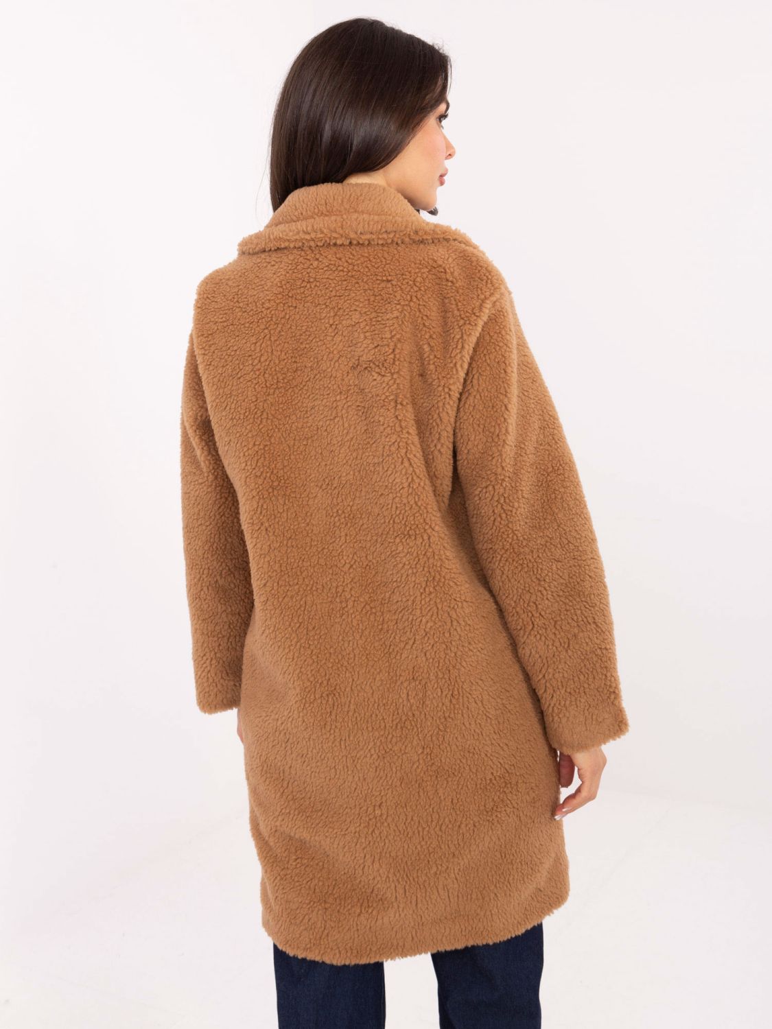 Štýlový camel teddy kabát s podšívkou