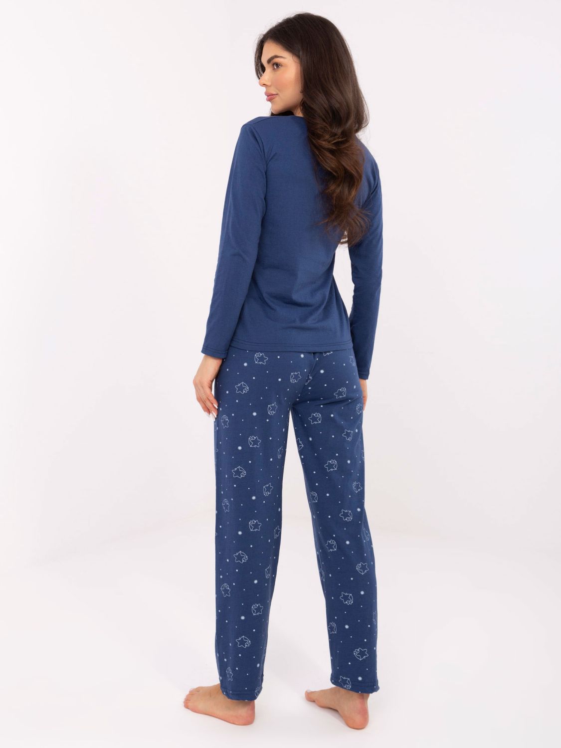 Dámske pyžamo s dlhým rukávom v tmavomodrej farbe