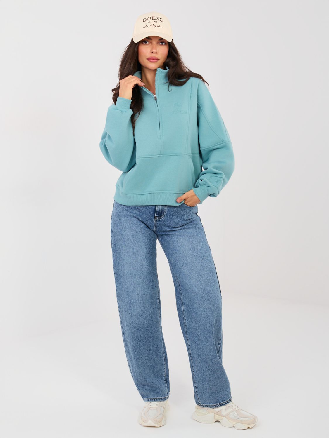 Dámske balloon fit džínsy s vysokým pásom, modré