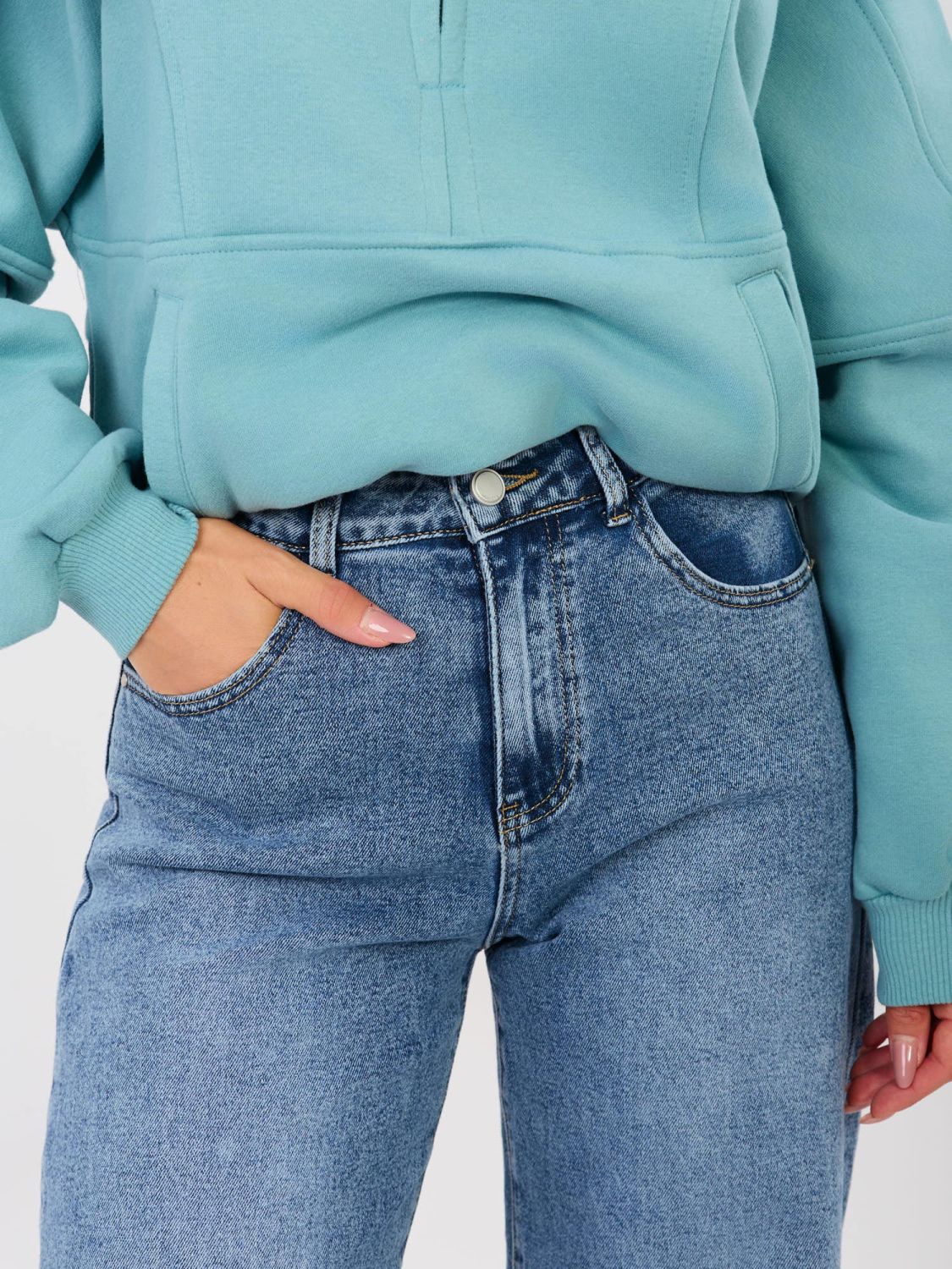 Dámske balloon fit džínsy s vysokým pásom, modré