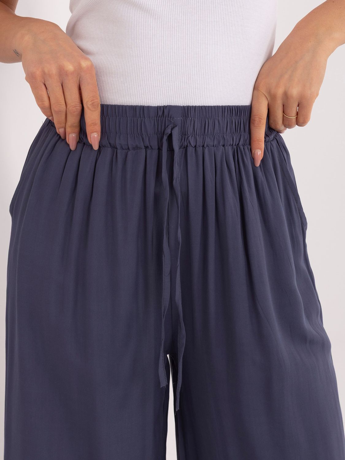 Dámske palazzo nohavice z viskózy, tmavomodré