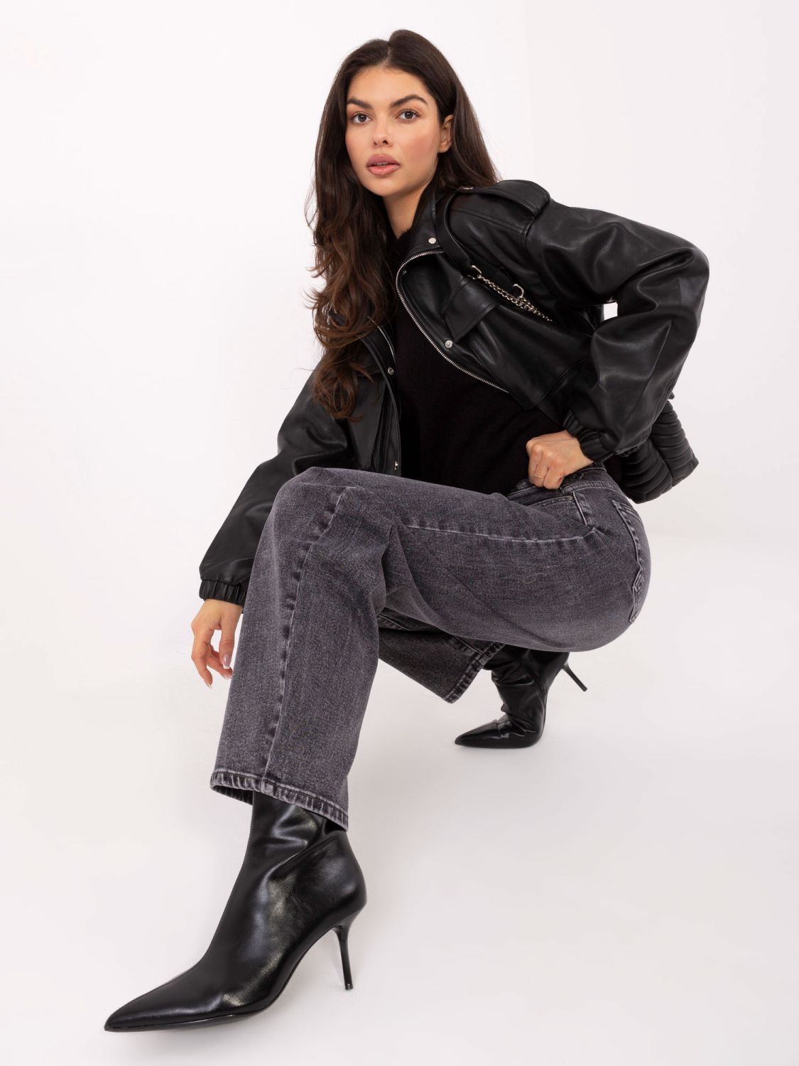 Dámske sivé balloon fit džínsy