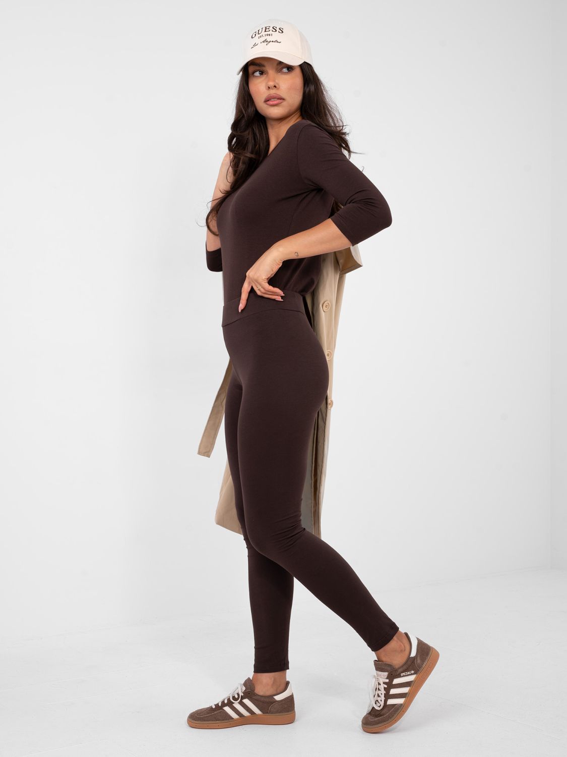 Hnedé bavlnené legíny