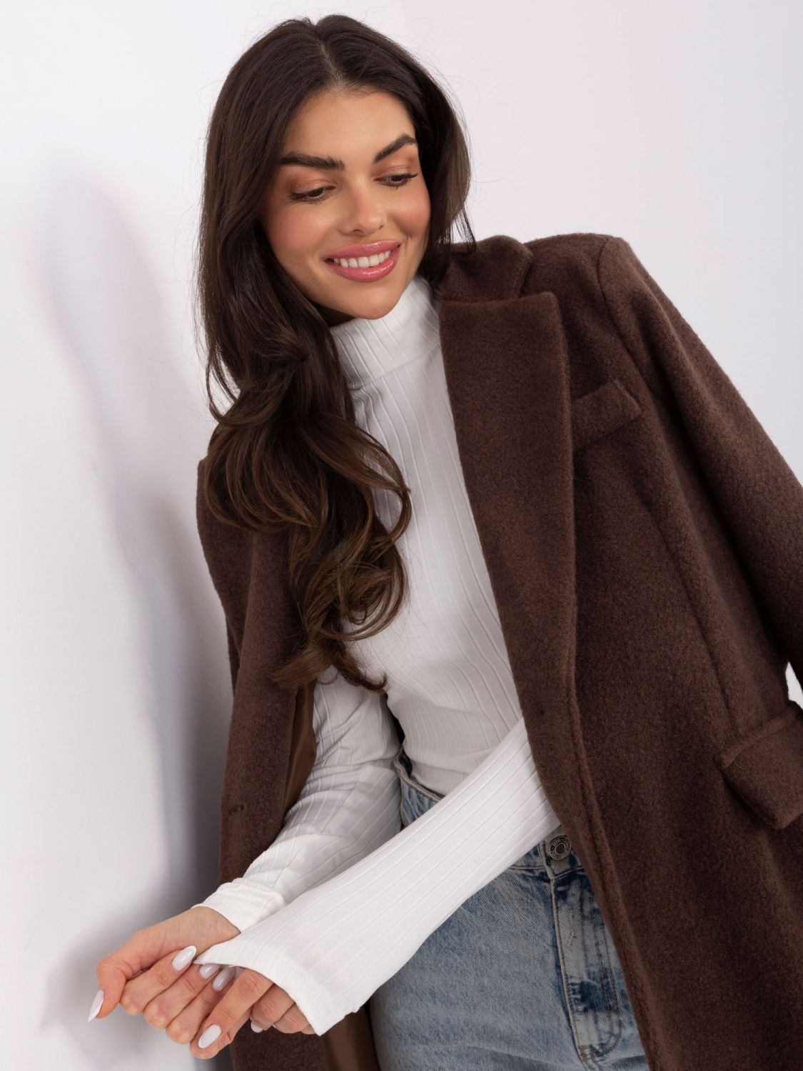 Prúžkovaná bavlnená blúzka s rolákom ecru