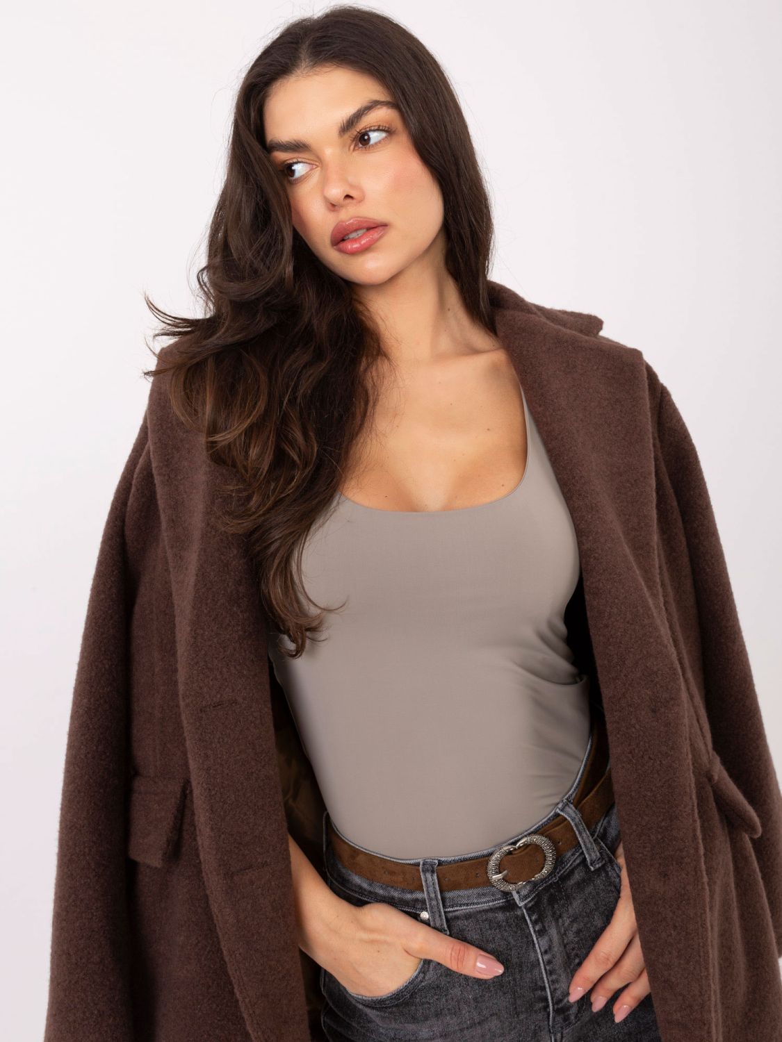 Béžový hladký top bez rukávov