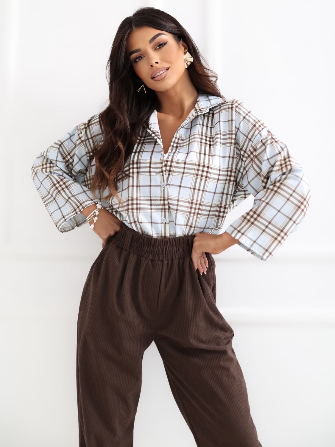 Svetlomodrá kockovaná košeľa