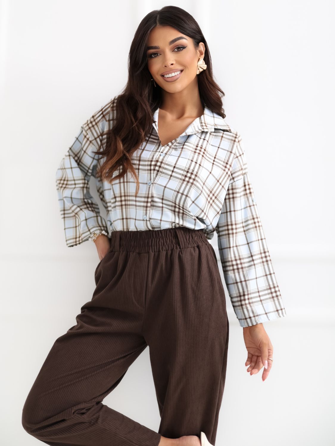 Svetlomodrá kockovaná košeľa