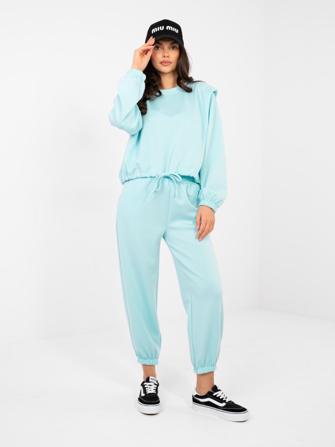 Mätová dámska súprava s viazaním a vysokým pásom