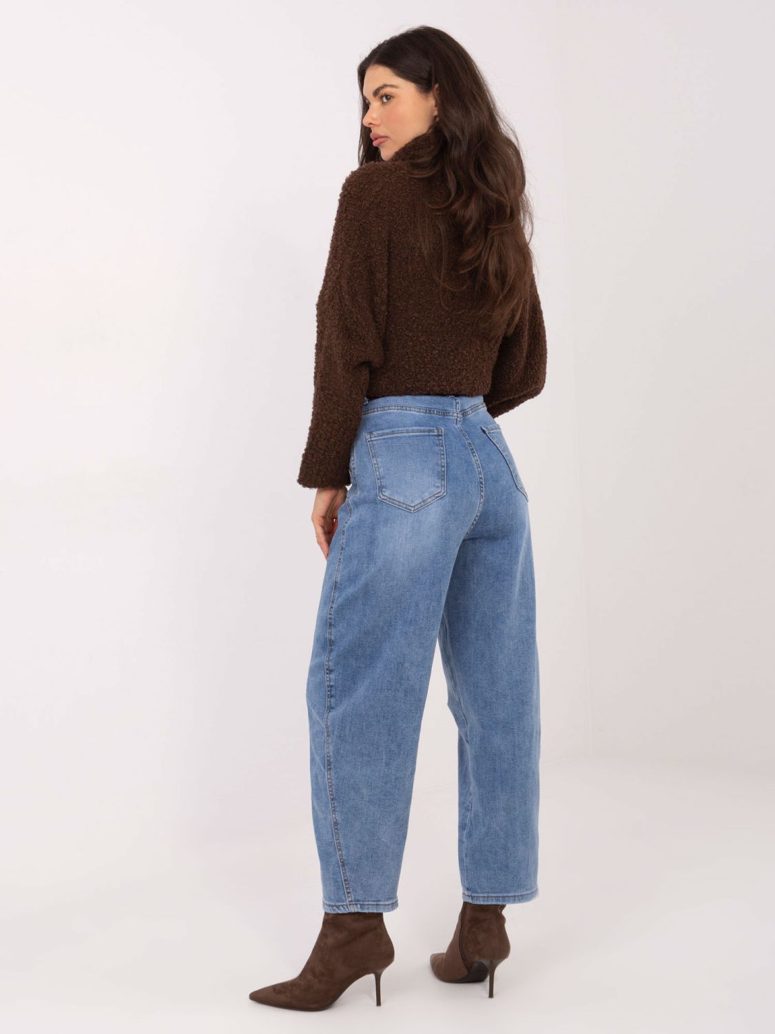 Dámske balloon fit džínsy s vysokým pásom, modré