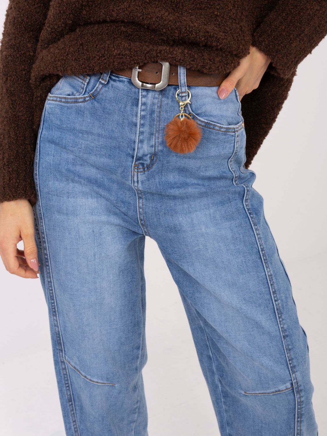 Dámske balloon fit džínsy s vysokým pásom, modré