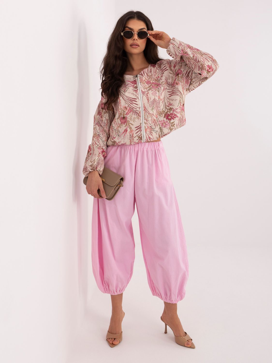 Ružová kvetinová bomber bunda