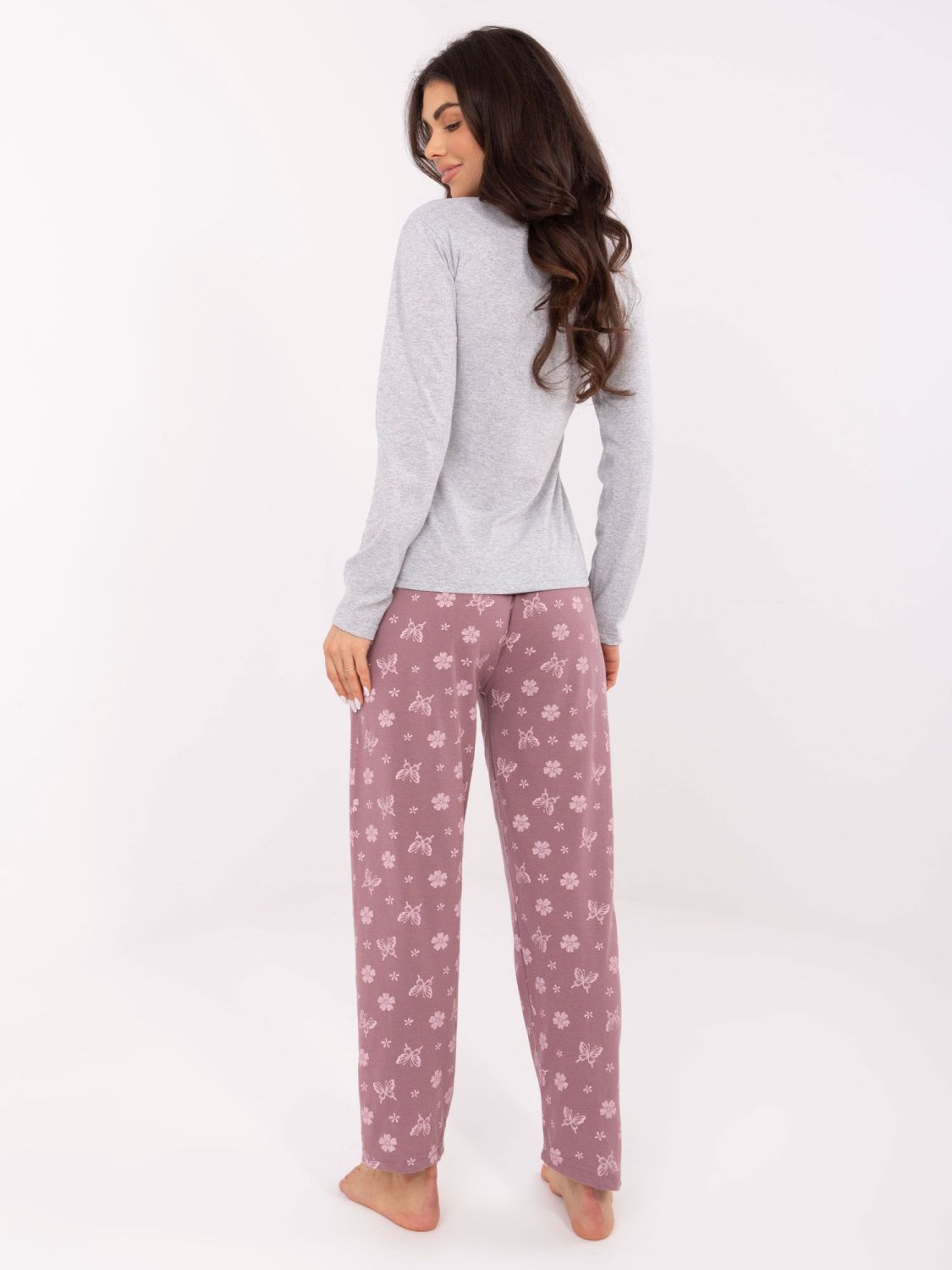 Dámske sivé bavlnené pyžamo s potlačou