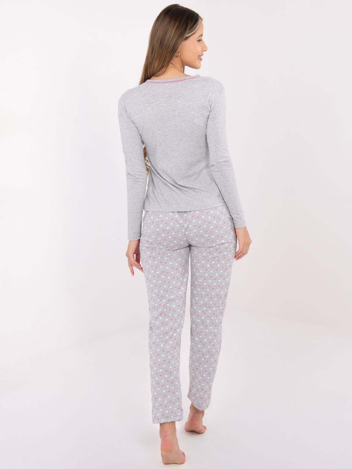 Dámske bavlnené pyžamo s potlačou, sivé