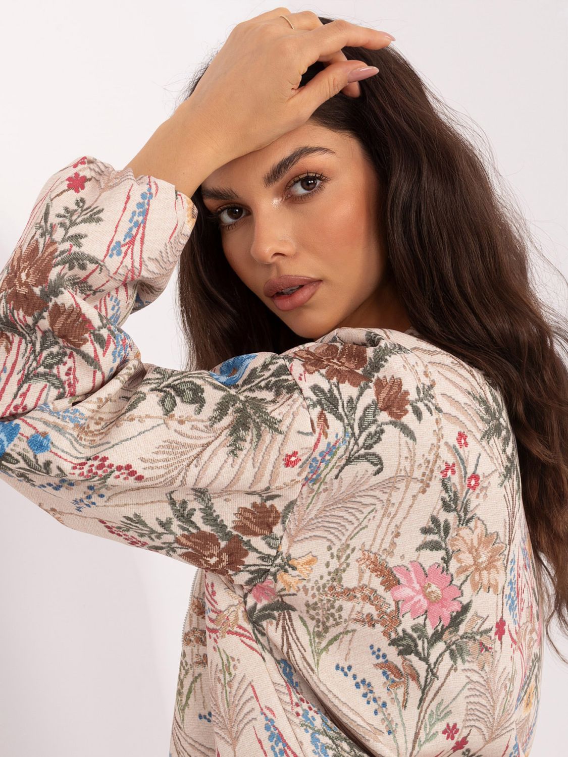 Zelená kvetinová bomber bunda s podšívkou