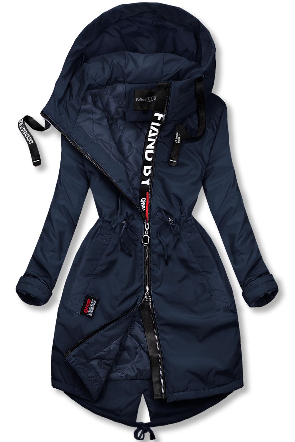 Tmavomodrý predĺžený plášť/parka