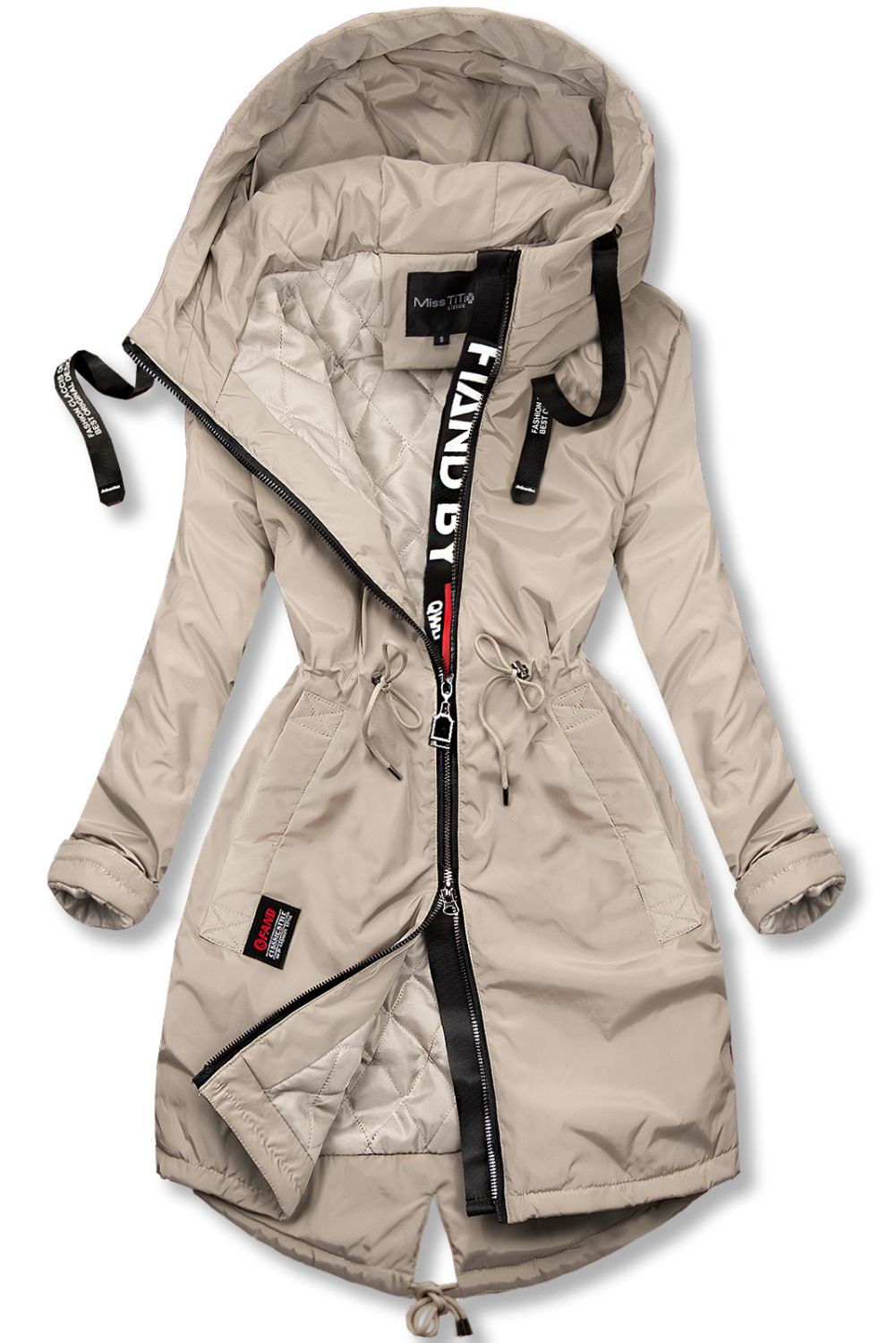 Béžový predĺžený plášť/parka