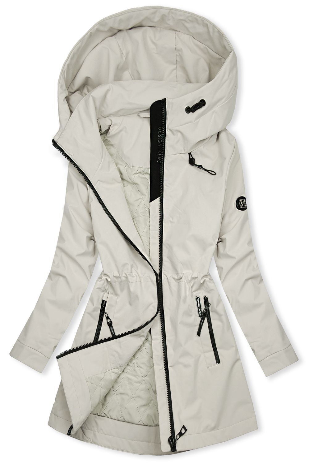 Krémová jarná parka s vysokým golierom