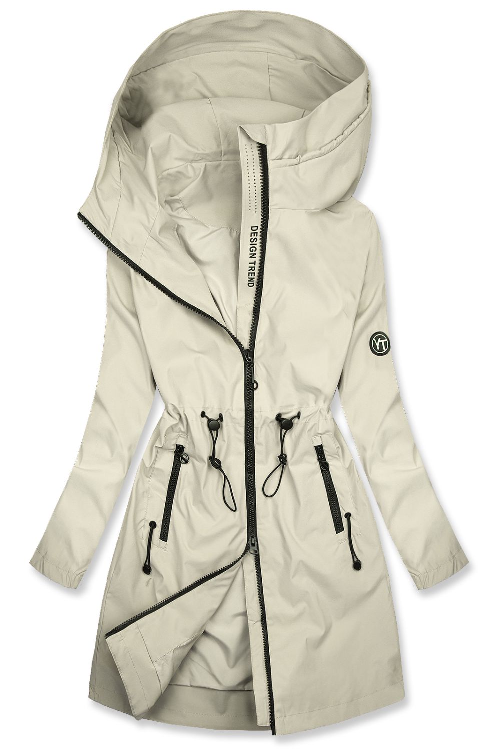 Krémová jarná parka so sťahovaním v páse