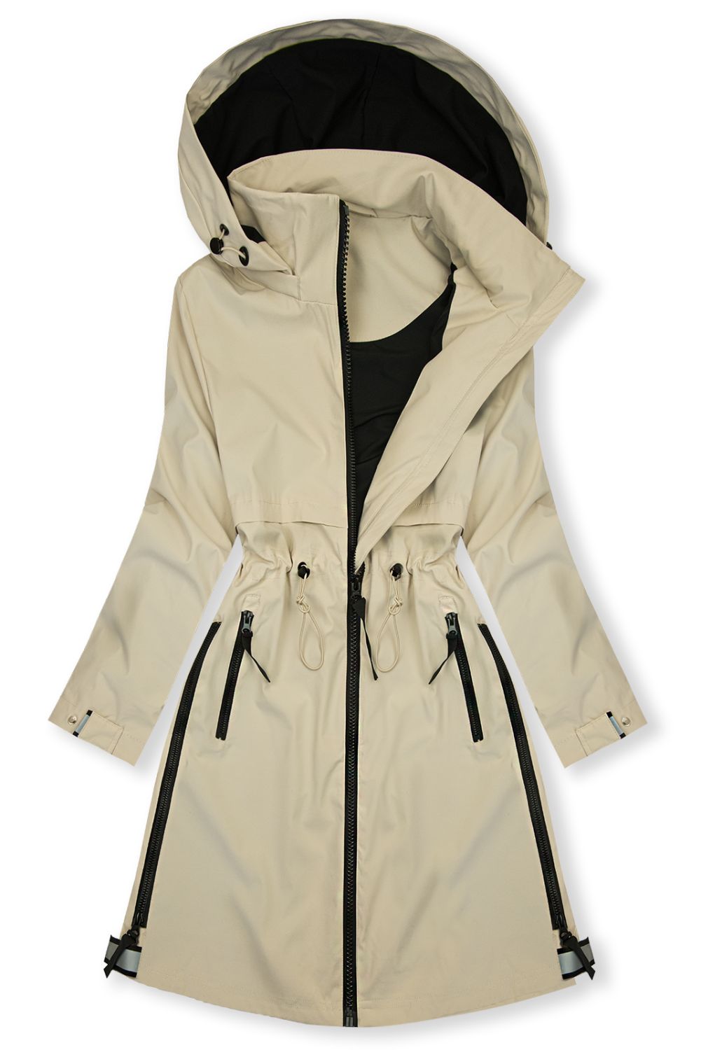 Béžová prechodná parka so sťahovaním v páse
