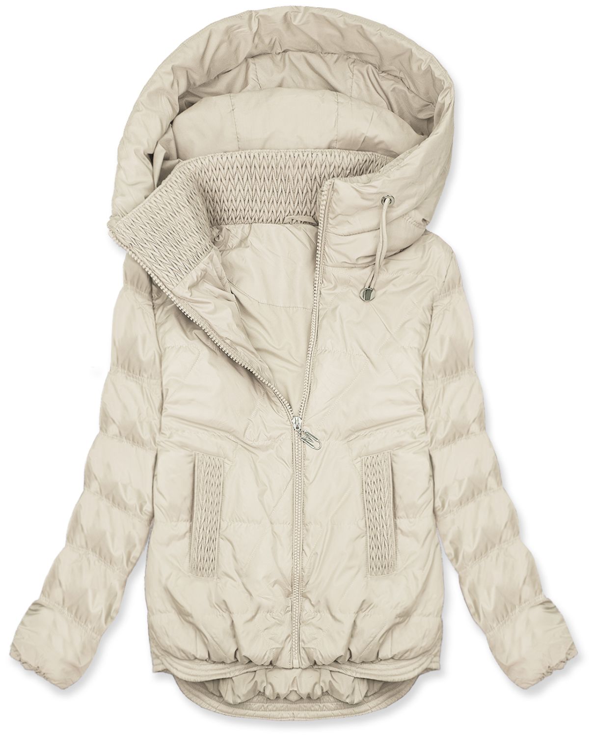 Prechodná bunda s kapucňou krémová