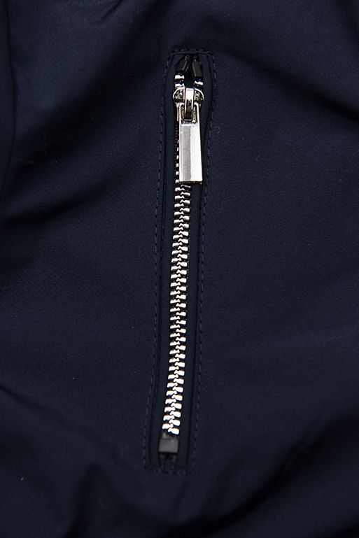 Modro/červená parka s kapucňou