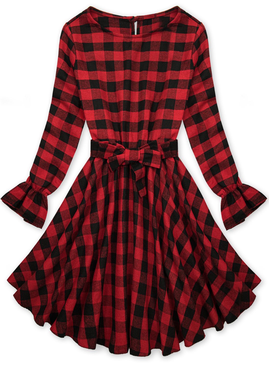 Červené kárované šaty v A-strihu