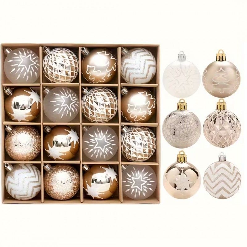 Ozdoby na stromček zlaté, 6 cm, 16 kusov