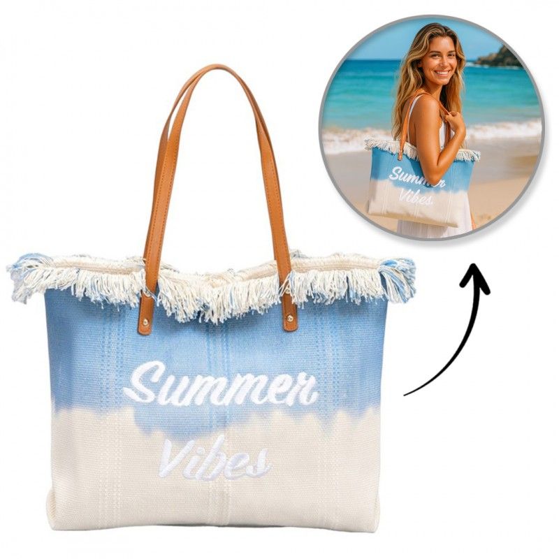 Plážová taška SUMMER VIBES svetlomodrá
