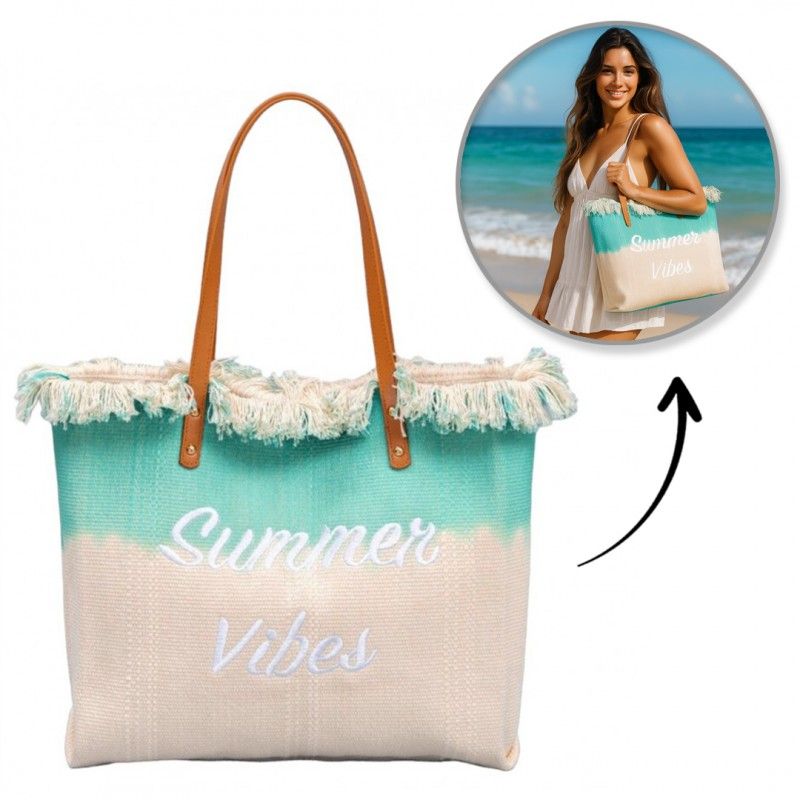Plážová taška SUMMER VIBES mätová