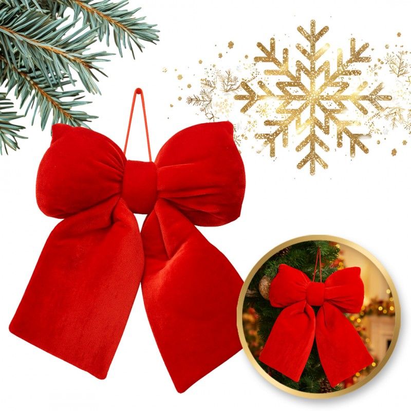 Červená vianočná mašľa 20x20 cm