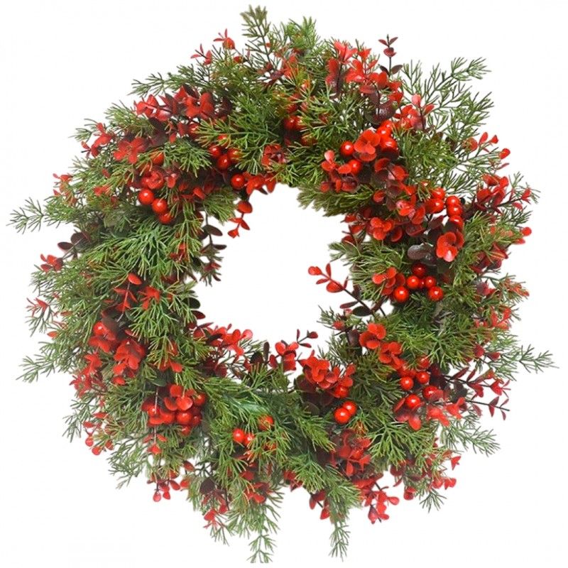 Vianočný veniec na dvere, červená/zelená, 45 cm