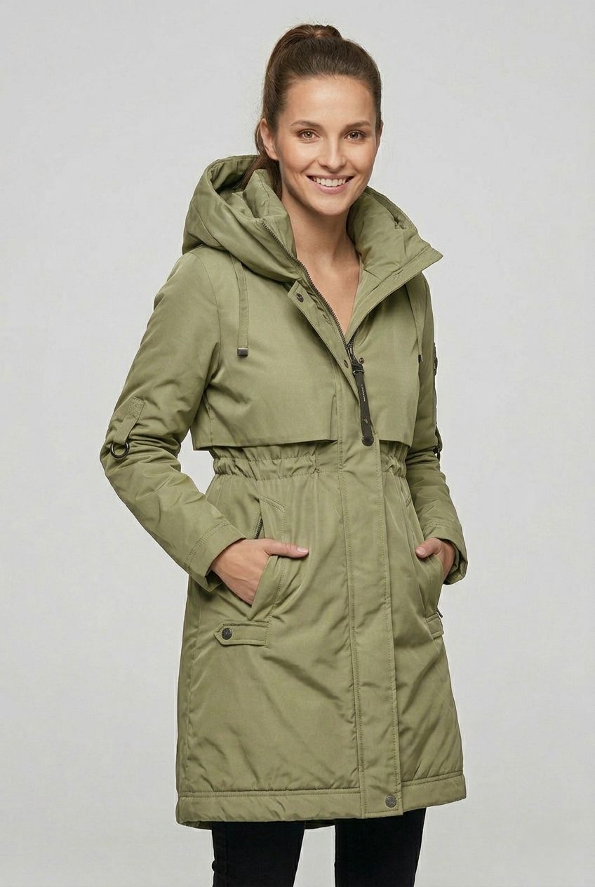 Prechodná bunda/plášť s kapucňou olivovozelená